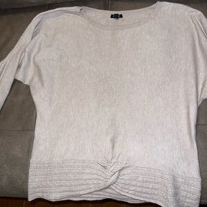 Express Cream Crew Neck Sweater with Twist Detail
